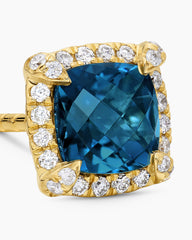 Petite Chatelaine® Pavé Bezel Stud Earrings in 18K Yellow Gold with Hampton Blue Topaz and Diamonds, 5mm