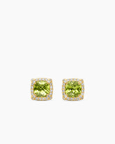 Petite Chatelaine® Pavé Bezel Stud Earrings in 18K Yellow Gold with Peridot and Diamonds, 5mm