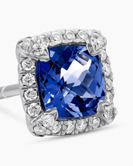 Petite Chatelaine® Pavé Bezel Stud Earrings in 18K White Gold with Tanzanite and Diamonds, 5mm