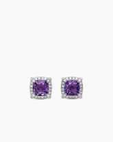 Petite Chatelaine® Pavé Bezel Stud Earrings in Sterling Silver with Amethyst and Diamonds, 5mm