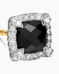 Petite Chatelaine® Pavé Bezel Stud Earrings in Sterling Silver with Black Onyx and Diamonds, 5mm
