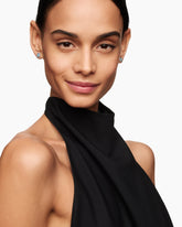 Petite Chatelaine® Pavé Bezel Stud Earrings in Sterling Silver with Blue Topaz and Diamonds, 5mm