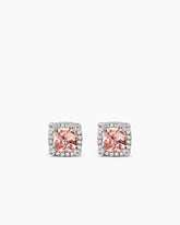 Petite Chatelaine® Pavé Bezel Stud Earrings in Sterling Silver with Morganite and Diamonds, 5mm