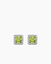 Petite Chatelaine® Pavé Bezel Stud Earrings in Sterling Silver with Peridot and Diamonds, 5mm