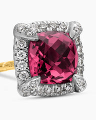 Petite Chatelaine® Pavé Bezel Stud Earrings in Sterling Silver with Rhodolite Garnet and Diamonds, 5mm
