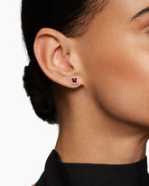 Petite Chatelaine® Pavé Bezel Stud Earrings in Sterling Silver with Rhodolite Garnet and Diamonds, 5mm