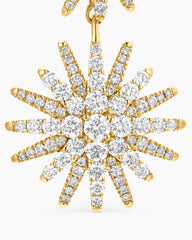 Starburst Triple Drop Earrings in 18K Yellow Gold with Diamonds, 51mm