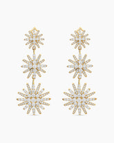 Starburst Triple Drop Earrings in 18K Yellow Gold with Diamonds, 51mm