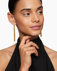 Helena Chain Tassel Earrings in 18K Yellow Gold with Diamonds, 76mm
