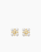Renaissance® Pearl Stud Earrings in 18K Yellow Gold with Pearls and Diamonds, 16.5mm
