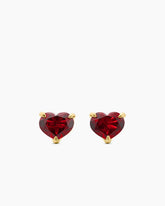 Chatelaine® Heart Stud Earrings in 18K Yellow Gold with Garnet, 8mm