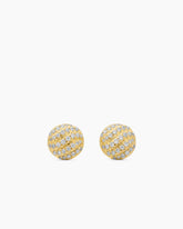 Sculpted Cable Stud Earrings in 18K Yellow Gold with Diamonds, 8mm