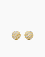 Sculpted Cable Stud Earrings in 18K Yellow Gold with Diamonds, 8mm