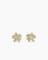 Pavé Crossover Stud Earrings in 18K Yellow Gold with Diamonds, 9mm