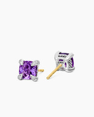 Petite Chatelaine® Stud Earrings in Sterling Silver with Amethyst and Diamonds, 6mm
