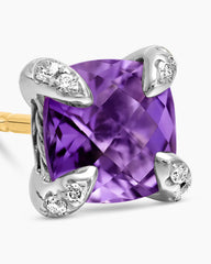 Petite Chatelaine® Stud Earrings in Sterling Silver with Amethyst and Diamonds, 6mm