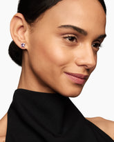Petite Chatelaine® Stud Earrings in Sterling Silver with Amethyst and Diamonds, 6mm