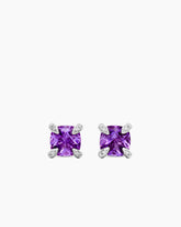 Petite Chatelaine® Stud Earrings in Sterling Silver with Amethyst and Diamonds, 6mm