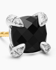 Petite Chatelaine® Stud Earrings in Sterling Silver with Black Onyx and Diamonds, 6mm