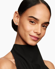 Petite Chatelaine® Stud Earrings in Sterling Silver with Prasiolite and Diamonds, 6mm