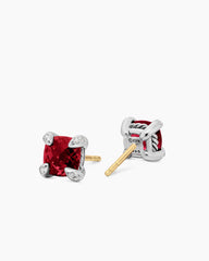 Petite Chatelaine® Stud Earrings in Sterling Silver with Rhodolite Garnet and Diamonds, 6mm