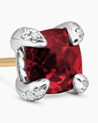 Petite Chatelaine® Stud Earrings in Sterling Silver with Rhodolite Garnet and Diamonds, 6mm