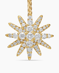 Starburst Double Drop Earrings in 18K Yellow Gold with Diamonds, 32.5mm