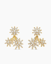 Starburst Cluster Drop Earrings in 18K Yellow Gold with Diamonds, 23.7mm