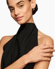 Petite Helena Wrap Hoop Earrings in Sterling Silver with 18K Yellow Gold and Diamonds, 3/4in