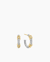 Petite Helena Wrap Hoop Earrings in Sterling Silver with 18K Yellow Gold and Diamonds, 3/4in