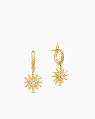 Starburst Drop Earrings in 18K Yellow Gold with Diamonds, 25mm