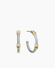 Petite Helena Wrap Hoop Earrings in Sterling Silver with 18K Yellow Gold and Diamonds, 1in