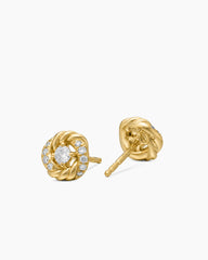Petite Infinity Stud Earrings in 18K Yellow Gold with Diamonds, 7.8mm