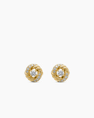 Petite Infinity Stud Earrings in 18K Yellow Gold with Diamonds, 7.8mm