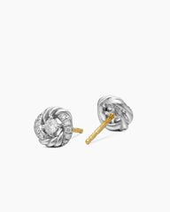 Petite Infinity Stud Earrings in Sterling Silver with Diamonds, 7.8mm