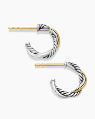 Petite Infinity Huggie Hoop Earrings in Sterling Silver with 14K Yellow Gold, 3mm