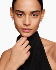 Cable Edge® Huggie Hoop Earrings in Sterling Silver with Diamonds, 13mm