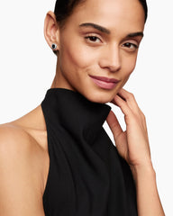 Petite Albion® Stud Earrings in Sterling Silver with Black Onyx and Diamonds, 5mm