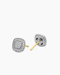 Petite Albion® Stud Earrings in Sterling Silver with Pavé Diamonds, 5mm