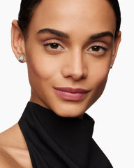 Petite Albion® Stud Earrings in Sterling Silver with Pavé Diamonds, 5mm