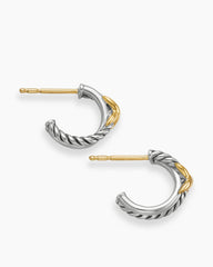 Petite X Hoop Earrings in Sterling Silver with 18K Yellow Gold, 12.6mm