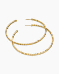 Sculpted Cable Hoop Earrings in 18K Yellow Gold, 2.5in
