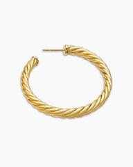 Sculpted Cable Hoop Earrings in 18K Yellow Gold, 1.75in