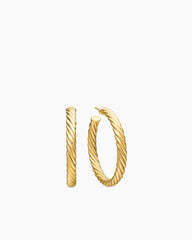 Sculpted Cable Hoop Earrings in 18K Yellow Gold, 1.75in