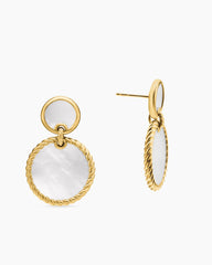DY Elements® Double Drop Earrings in 18K Yellow Gold with Mother of Pearl, 33mm