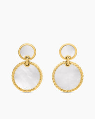 DY Elements® Double Drop Earrings in 18K Yellow Gold with Mother of Pearl, 33mm