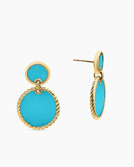 DY Elements® Double Drop Earrings in 18K Yellow Gold with Turquoise, 33mm