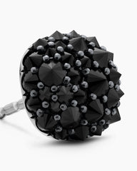 Reverse Set Pavé Cushion Stud Earrings in 18K White Gold with Black Diamonds, 8.5mm