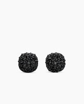 Reverse Set Pavé Cushion Stud Earrings in 18K White Gold with Black Diamonds, 8.5mm