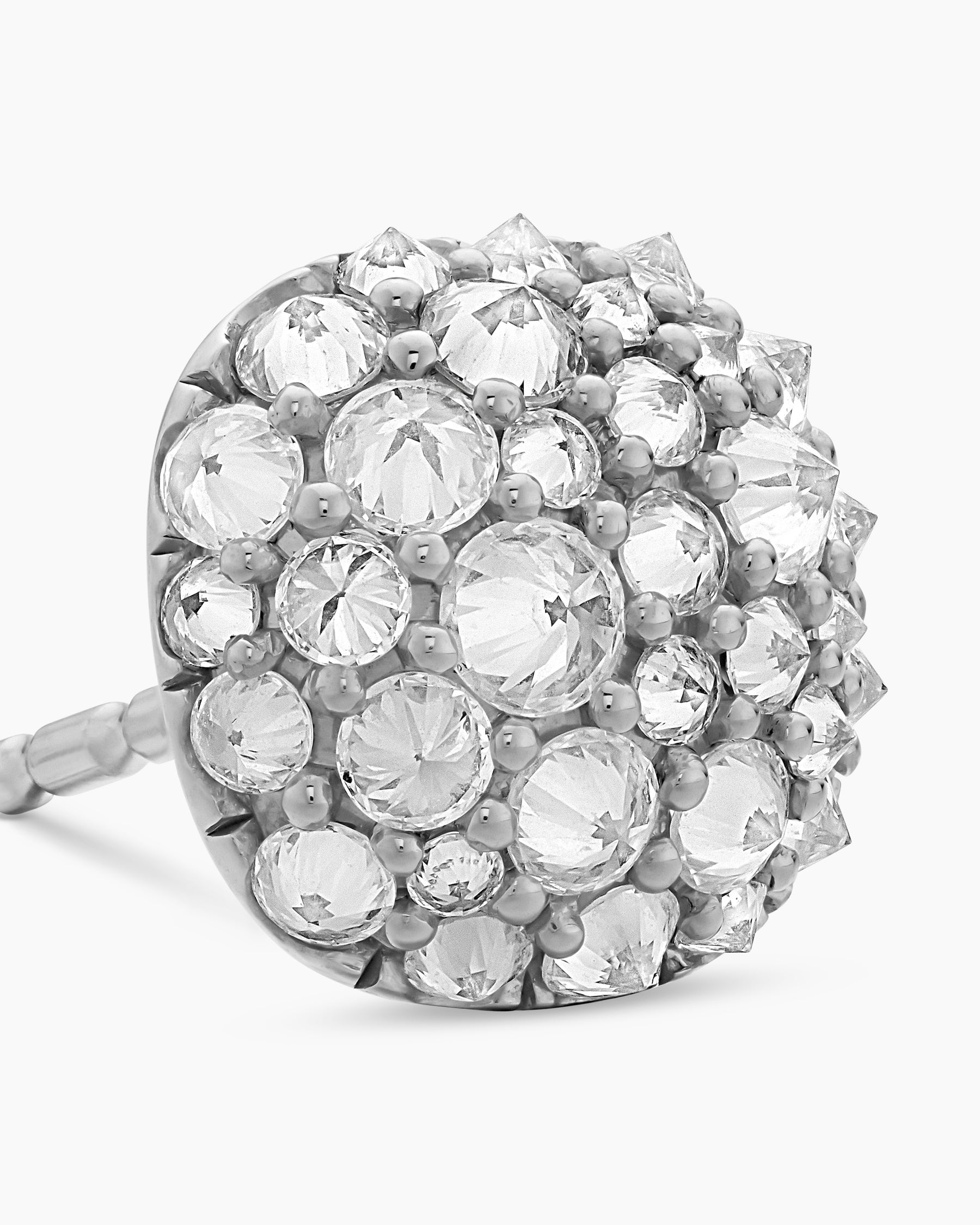 Reverse Set Pavé Cushion Stud Earrings in 18K White Gold with Diamonds, 8.5mm
